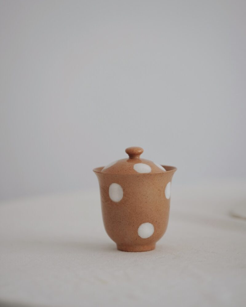 Handmade Powder Glaze Ceramic Playful Polka 110ml Gaiwan4 Handmade Powder Glaze Ceramic Playful Polka 110ml Gaiwan