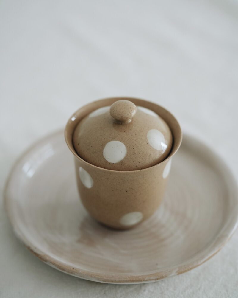 Handmade Powder Glaze Ceramic Playful Polka 110ml Gaiwan5 Handmade Powder Glaze Ceramic Playful Polka 110ml Gaiwan