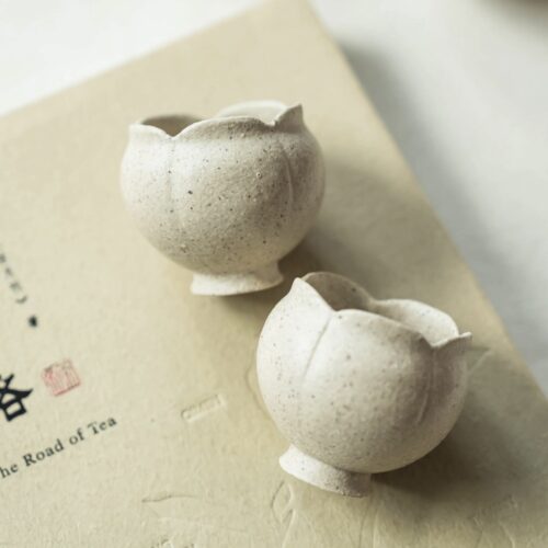 Handmade White Duanni Clay Flower Host Cup – 70ml
