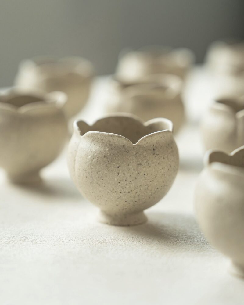 Handmade White Duanni Flower 70ml Host Tea Cup5 Handmade White Duanni Clay Flower Host Cup – 70ml