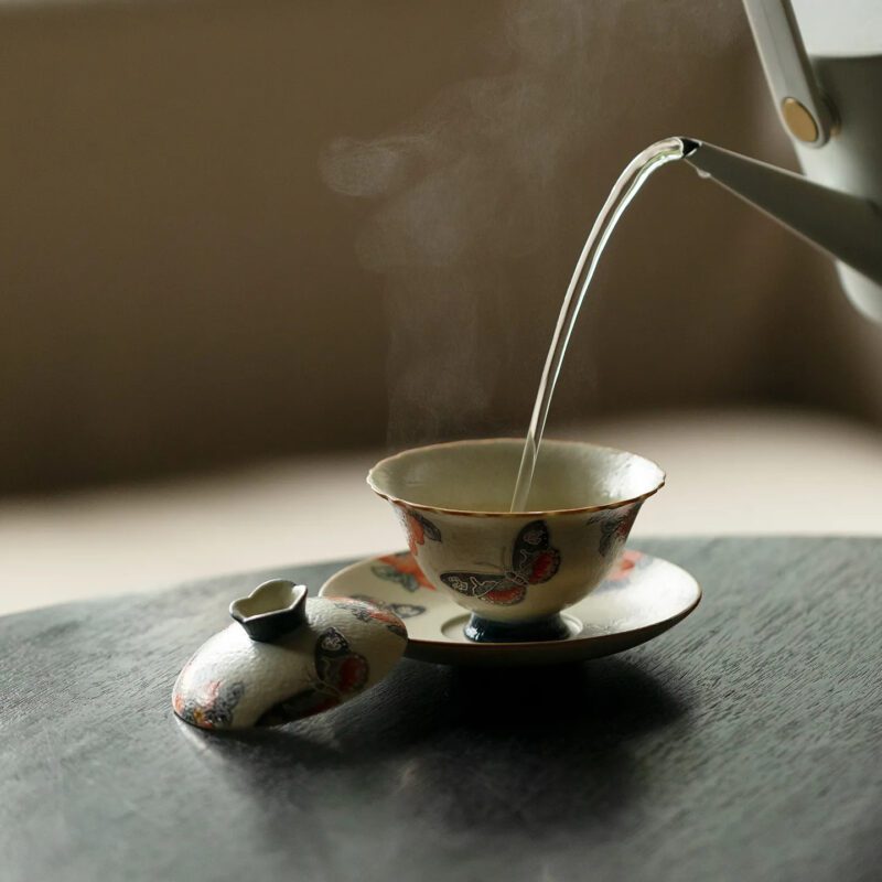 Vintage Style Ceramic Longevity Peach 160ml Gaiwan2 Vintage Style Ceramic Longevity Peach 160ml Gaiwan