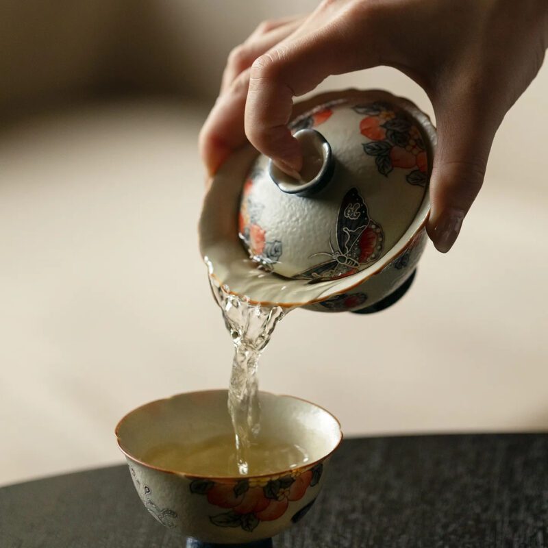 Vintage Style Ceramic Longevity Peach 160ml Gaiwan3 Vintage Style Ceramic Longevity Peach 160ml Gaiwan