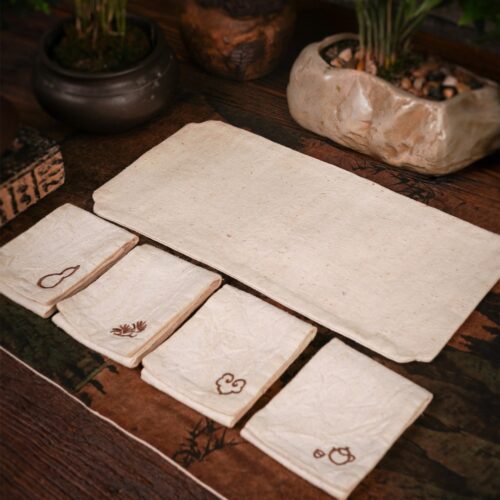 1 Japanese Style Fabric Embroidery Tea Towel & Tea Mat