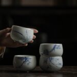 Qinghua 120ml Host Tea Cup with Silver Rim – Plum, Orchid, Bamboo & Pine