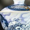 Handmade Hand-painted Qing Hua Ceramic  Dragon Drawing Water 120ml  Gaiwan