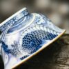 Handmade Hand-painted Qing Hua Ceramic  Dragon Drawing Water 120ml  Gaiwan