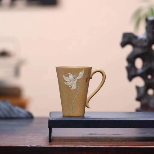 983 (7) Hand-painted Zisha Yixing Duanni Lotus 145ml Tea Cup
