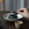 Fully Handmade Wood Fired Jiang Po Ni Yin Tao Wen Yixing Teapot With Handle