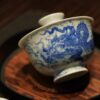 Hand-painted Qinghua Wood-kiln Fired Ceramic Dragon in Cloud 80ml Gaiwan Set8 Hand-painted Qinghua Wood-kiln Fired Ceramic Dragon in Cloud 80ml Gaiwan Set