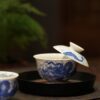Hand-painted Qinghua Wood-kiln Fired Ceramic Dragon in Cloud 80ml Gaiwan Set9 Hand-painted Qinghua Wood-kiln Fired Ceramic Dragon in Cloud 80ml Gaiwan Set