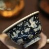 Hand-painted Qinghua Wood-kiln Fired Ceramic Lotus and Crane 80ml Host Tea Cup5 Hand-painted Qinghua Wood-kiln Fired Ceramic Lotus and Crane 80ml Host Cup