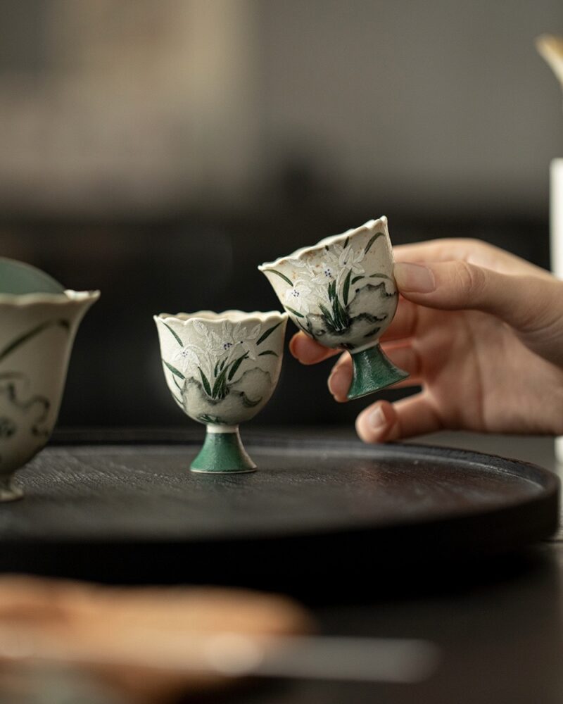 Hand-painted Vintage Style Ceramic Orchid 110ml Gaiwan5 Hand-painted Vintage Style Ceramic Orchid 110ml Gaiwan