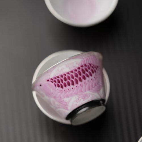 Handmade Hand-painted Fen Cai Ceramic Ranchu Goldfish 30ml Tea Cup – Preorder Ship in 20 Days