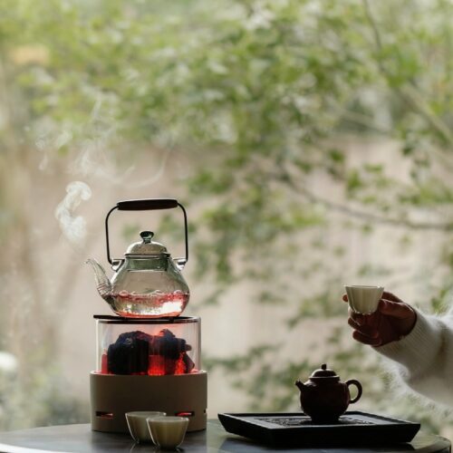 Elegant Ceramic Glass Charcoal View Charcoal Stove