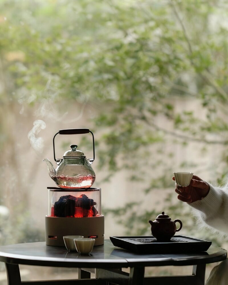 Elegant Ceramic Glass Charcoal View Charcoal Stove