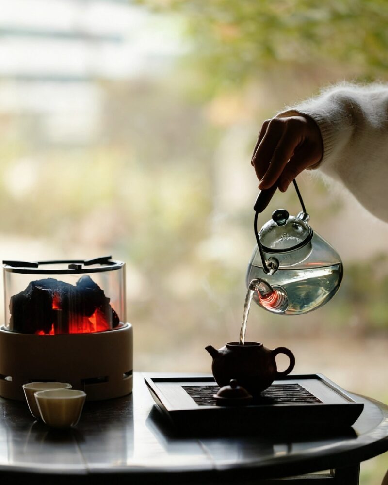 Elegant Ceramic Glass Charcoal View Charcoal Stove