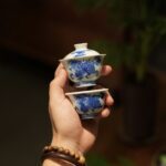 Hand-painted Qinghua Ceramic Kirin Wave 60ml Gaiwan Set