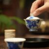 Hand-painted Qinghua Ceramic Kirin Wave 60ml Gaiwan Set