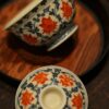 Hand-painted Underglaze Red Qinghua Ceramic Twined Lotus 80ml Gaiwan Set3 Hand-painted Underglaze Red Qinghua Ceramic Twined Lotus 80ml Gaiwan Set