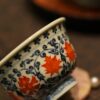 Hand-painted Underglaze Red Qinghua Ceramic Twined Lotus 80ml Gaiwan Set5 Hand-painted Underglaze Red Qinghua Ceramic Twined Lotus 80ml Gaiwan Set