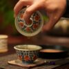 Hand-painted Underglaze Red Qinghua Ceramic Twined Lotus 80ml Gaiwan Set7 Hand-painted Underglaze Red Qinghua Ceramic Twined Lotus 80ml Gaiwan Set