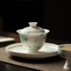 Hand-painted White Porcelain Flower & Swimming Fish 80ml Gaiwan7 Hand-painted White Porcelain Flower & Swimming Fish 130ml Gaiwan Series