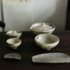Handmade Hand-painted Powder Glaze Ceramic Bamboo Leaves 35ml  & 110ml Gaiwan Set - Pre Order Ship in 15 Days