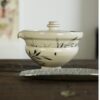 Handmade Hand-painted Powder Glaze Ceramic Bamboo Leaves 35ml  & 110ml Gaiwan Set - Pre Order Ship in 15 Days