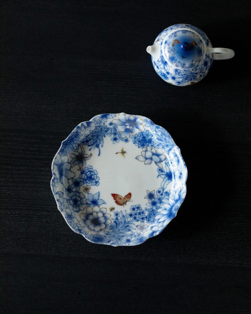 Hand-painted Gilt Painting Ceramic Prosperous Flowers 100ml Gaiwan