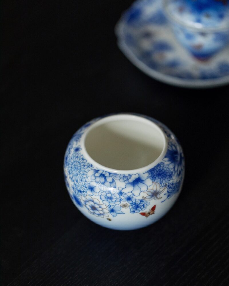 Hand-painted Gilt Painting Ceramic Prosperous Flowers 100ml Gaiwan