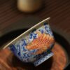 Hand-painted Qinghua Ceramic Carp Sailing 100ml Gaiwan11 Hand-painted Qinghua Ceramic Carp Sailing 100ml Gaiwan