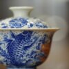Hand-painted Qinghua Ceramic Carp Sailing 100ml Gaiwan12 Hand-painted Qinghua Ceramic Carp Sailing 100ml Gaiwan