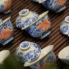 Hand-painted Qinghua Ceramic Carp Sailing 100ml Gaiwan9 Hand-painted Qinghua Ceramic Carp Sailing 100ml Gaiwan