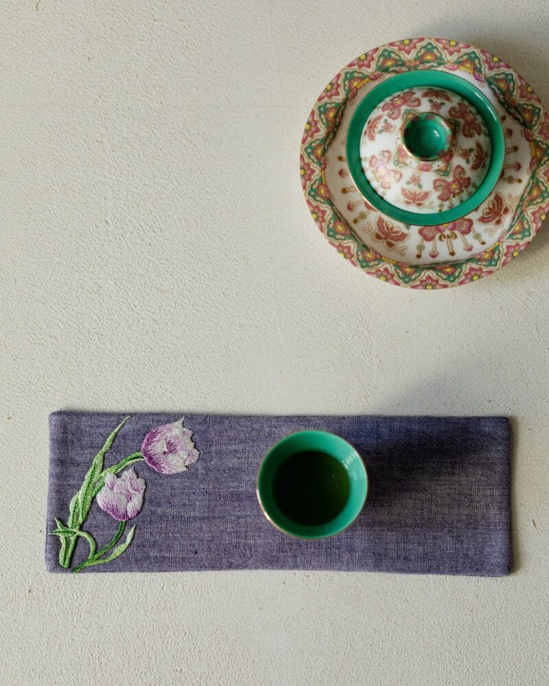 Handmade Chinese Style Embroidered Cotton and linen Flower Tea Towel1 Handmade Chinese Style Embroidered Cotton and linen Flower Tea Towel