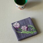 Handmade Chinese Style Embroidered Cotton and linen Flower Tea Towel