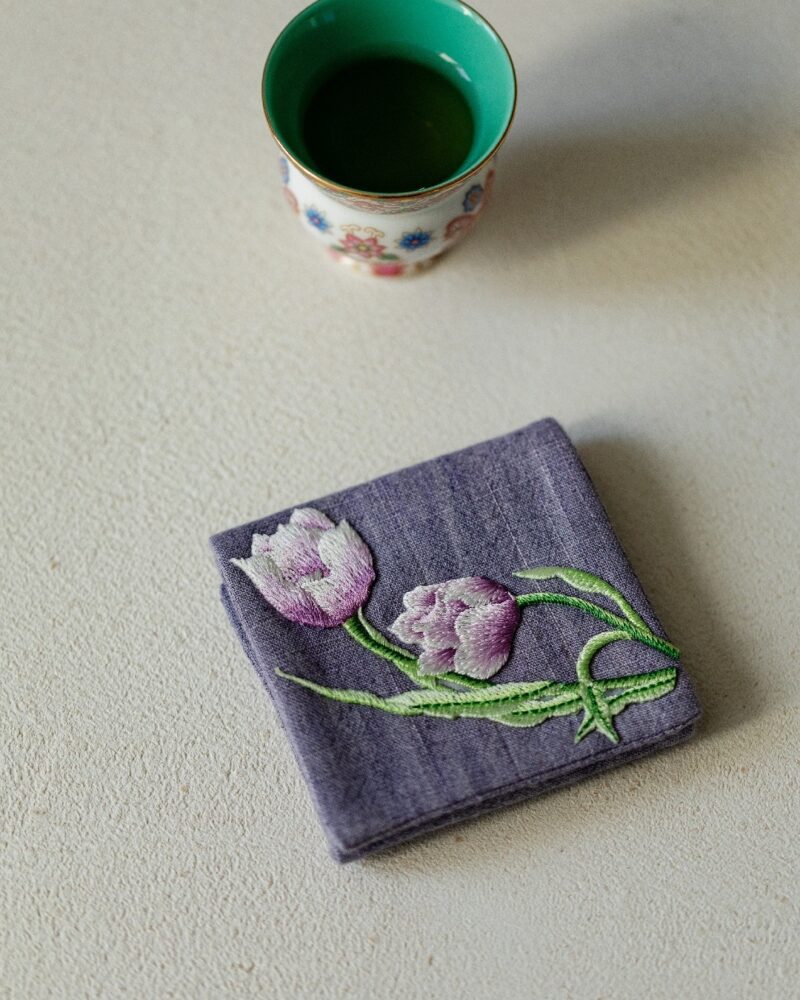 Handmade Chinese Style Embroidered Cotton and linen Flower Tea Towel2 Handmade Chinese Style Embroidered Cotton and linen Flower Tea Towel