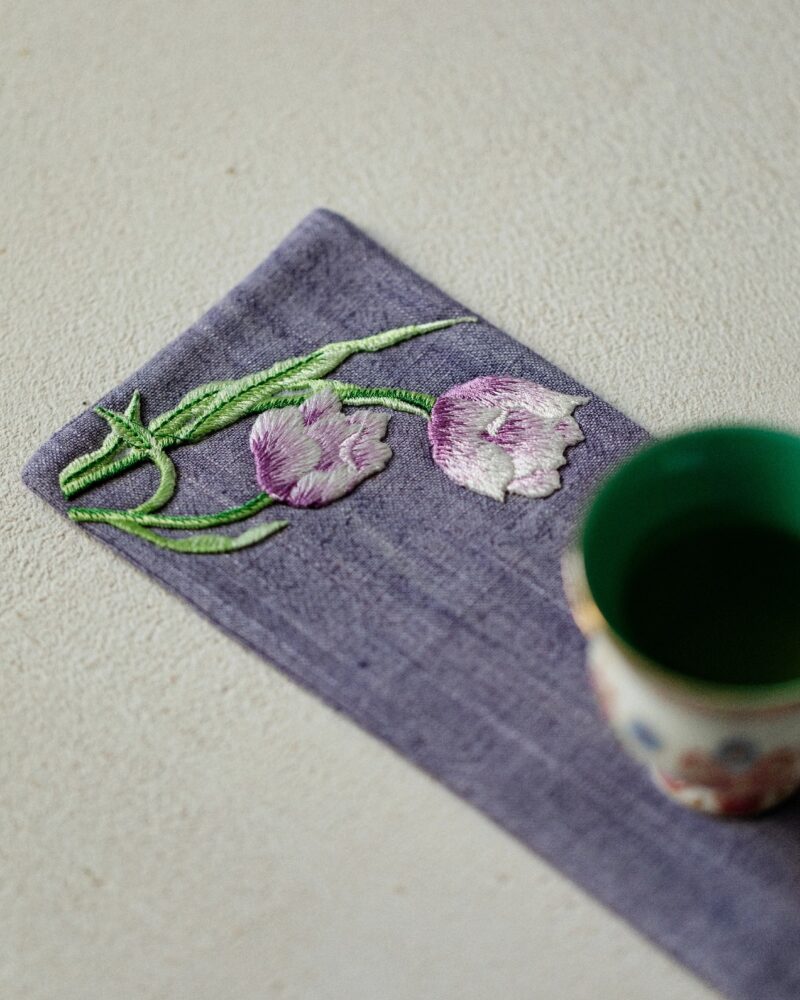 Handmade Chinese Style Embroidered Cotton and linen Flower Tea Towel3 Handmade Chinese Style Embroidered Cotton and linen Flower Tea Towel