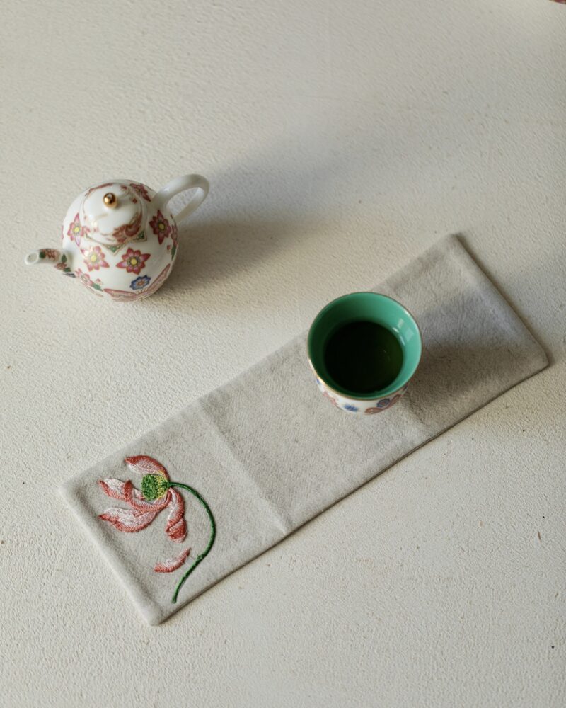 Handmade Chinese Style Embroidered Cotton and linen Flower Tea Towel6 Handmade Chinese Style Embroidered Cotton and linen Flower Tea Towel