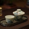 Handmade Hand-painted Dou Cai Ceramic Landscape 70ml Gaiwan Set2 Handmade Hand-painted Dou Cai Ceramic Landscape 70ml Gaiwan Set