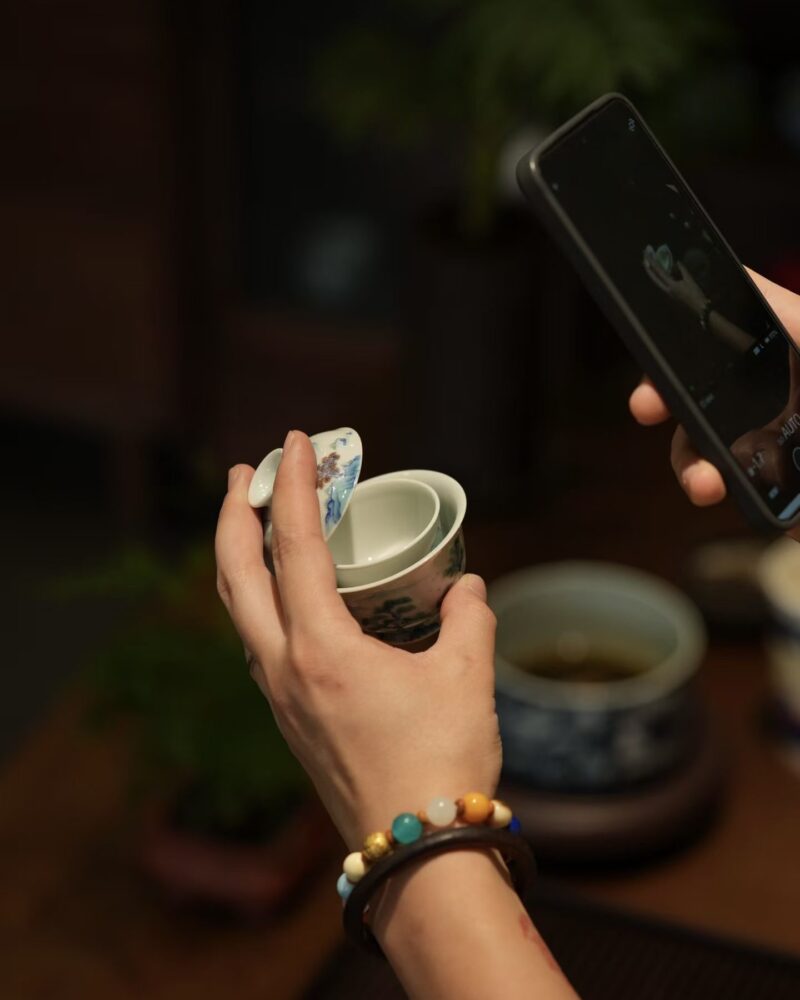 Handmade Hand-painted Dou Cai Ceramic Landscape 70ml Gaiwan Set3 Handmade Hand-painted Dou Cai Ceramic Landscape 70ml Gaiwan Set