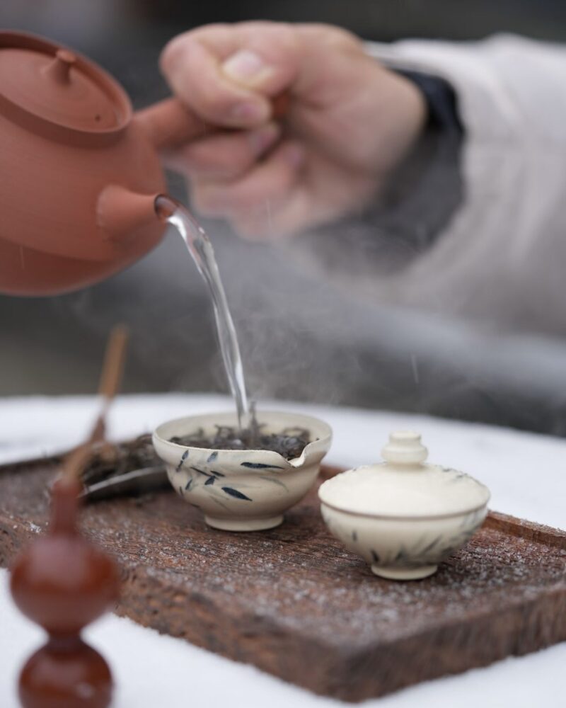 Handmade Hand-painted Powder Glaze Ceramic Bamboo Leaves 35ml Gaiwan Set - Pre Order Ship in 15 Days4 Handmade Hand-painted Powder Glaze Ceramic Bamboo Leaves 35ml Gaiwan Set - Pre Order Ship in 15 Days