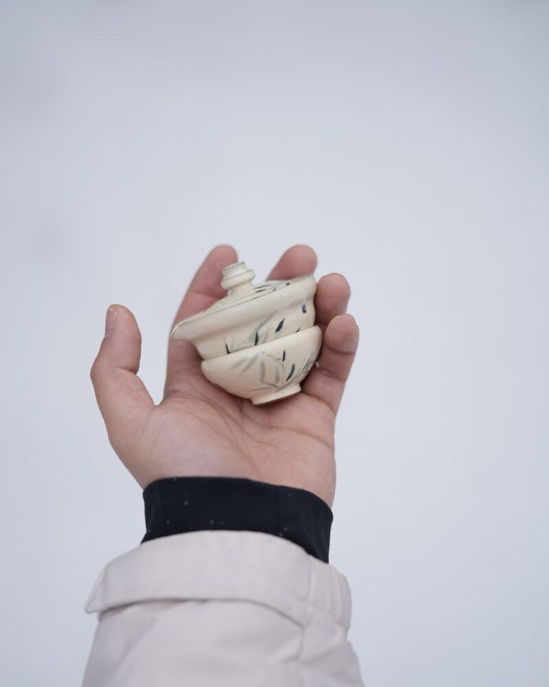 Handmade Hand-painted Powder Glaze Ceramic Bamboo Leaves 35ml Gaiwan Set - Pre Order Ship in 15 Days5 Handmade Hand-painted Powder Glaze Ceramic Bamboo Leaves 35ml Gaiwan Set - Pre Order Ship in 15 Days