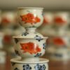 Handmade Hand-painted Qinghua Iron-red Ceramic Mandarin Fish Flower 60ml Gaiwan Set