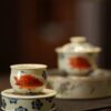 Handmade Hand-painted Qinghua Iron-red Ceramic Mandarin Fish Flower 60ml Gaiwan Set