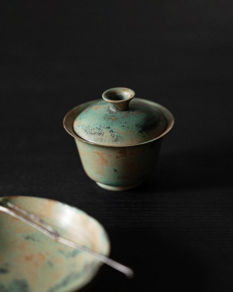 Handmade Soda Glaze Ceramic Wild Green Ash 100ml Gaiwan1 Handmade Soda Glaze Ceramic Wild Green Ash 100ml Gaiwan