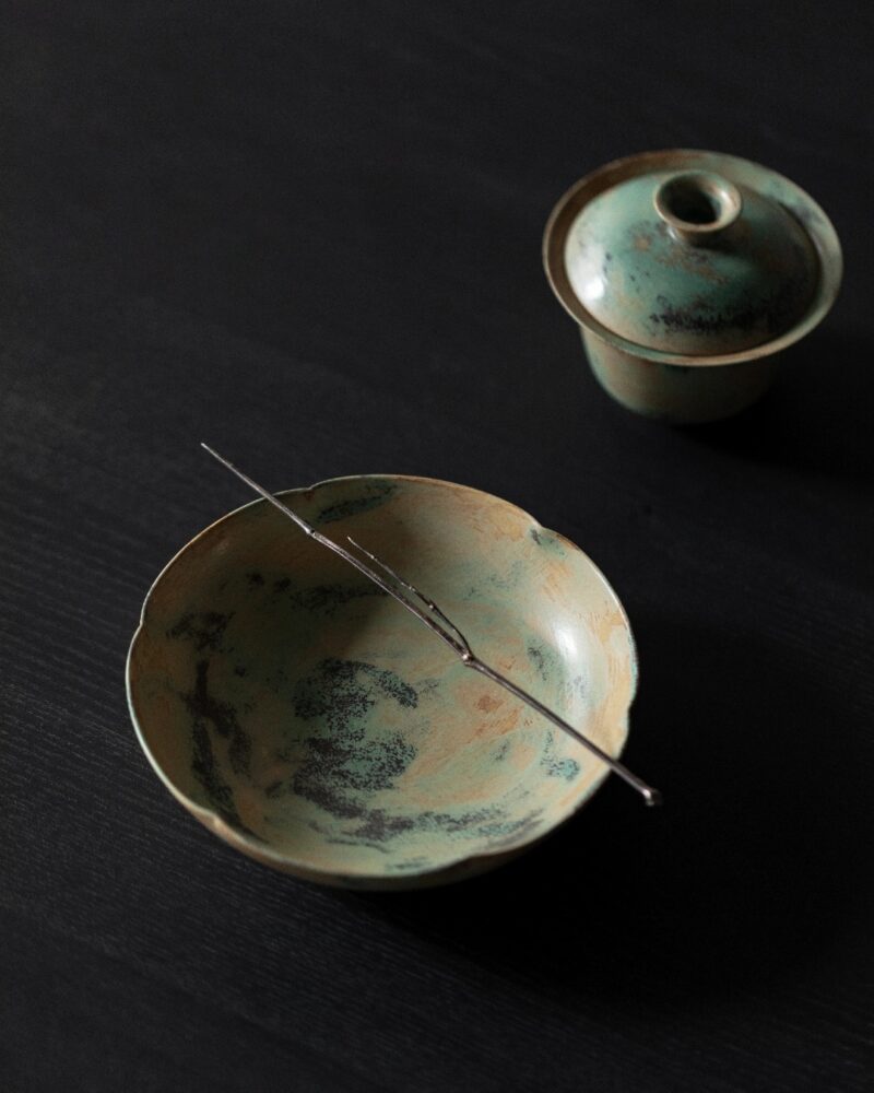 Handmade Soda Glaze Ceramic Wild Green Ash 100ml Gaiwan2 Handmade Soda Glaze Ceramic Wild Green Ash 100ml Gaiwan