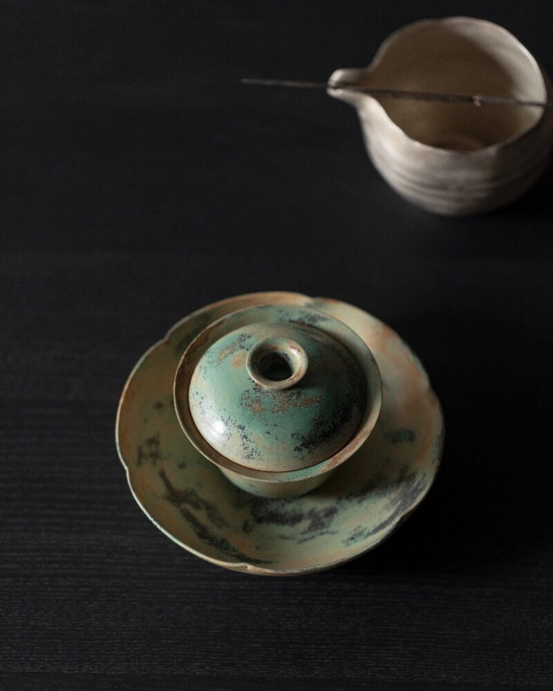 Handmade Soda Glaze Ceramic Wild Green Ash 100ml Gaiwan3 Handmade Soda Glaze Ceramic Wild Green Ash 100ml Gaiwan