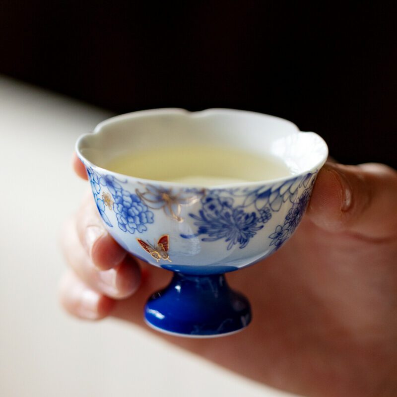 Hand-painted Gilt Painting Ceramic Prosperous Flowers 100ml Gaiwan