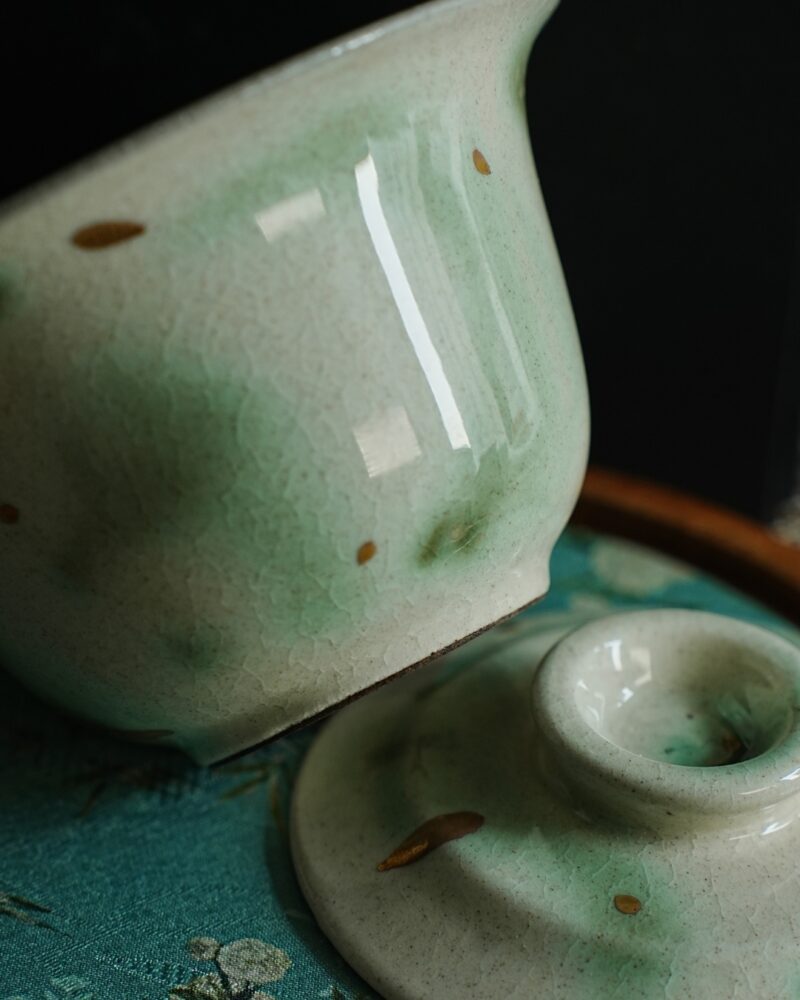 Handmade Hand-painted Ceramic Jadeite Gold Splashes 100ml Gaiwan