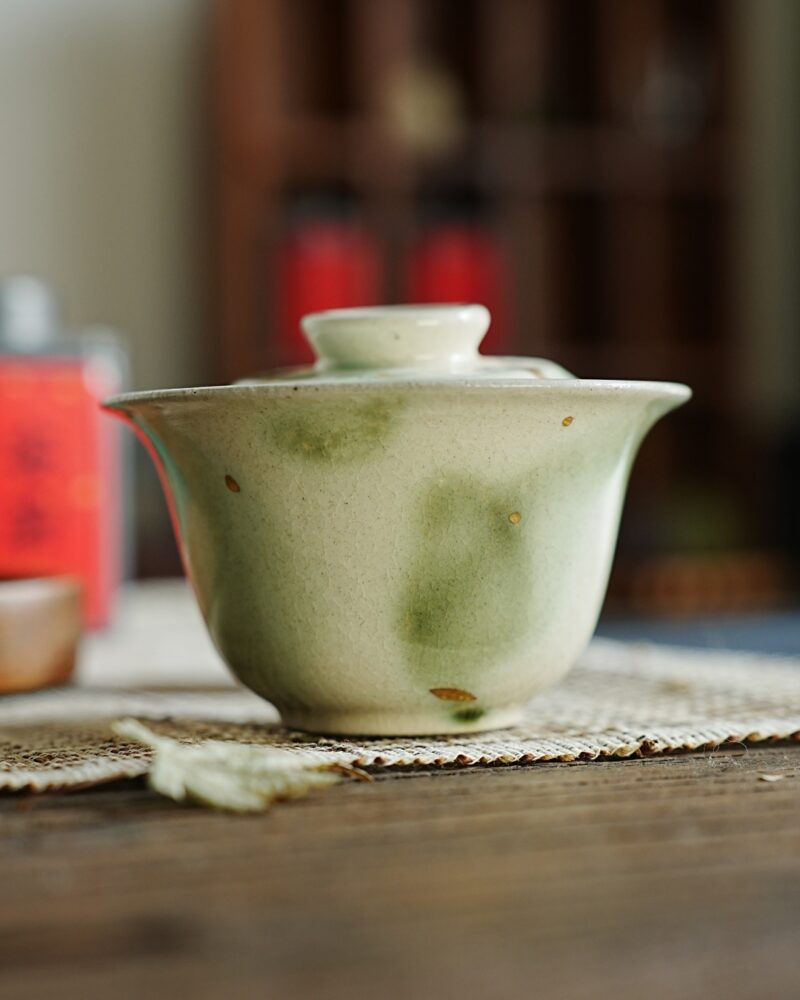 Handmade Hand-painted Ceramic Jadeite Gold Splashes 100ml Gaiwan